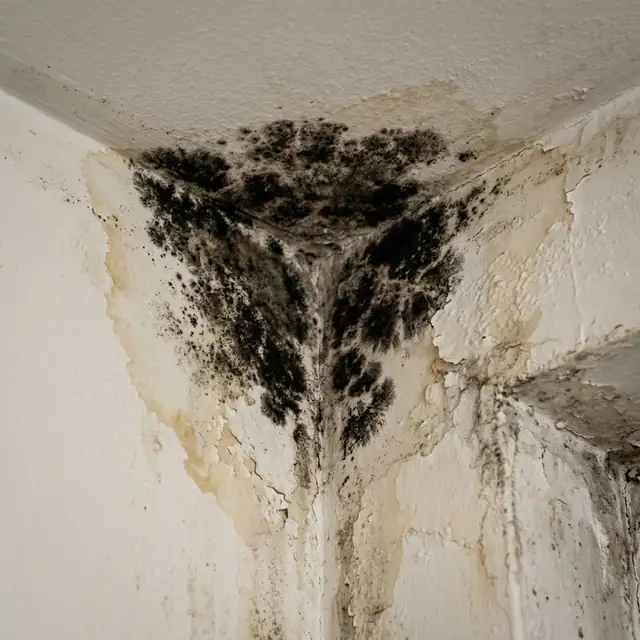 Black Mold Removal service example in a Boston property