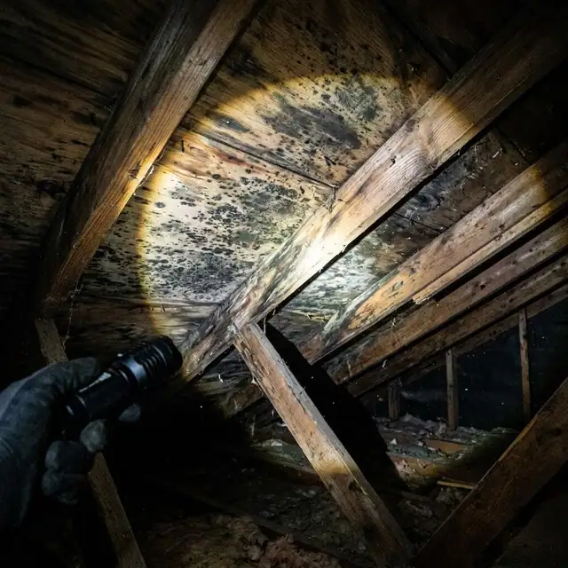 Attic Mold Remediation service example in a Boston property